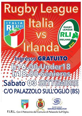 RUGBY – A settembre l’Italia XIII sfiderà l’Irlanda