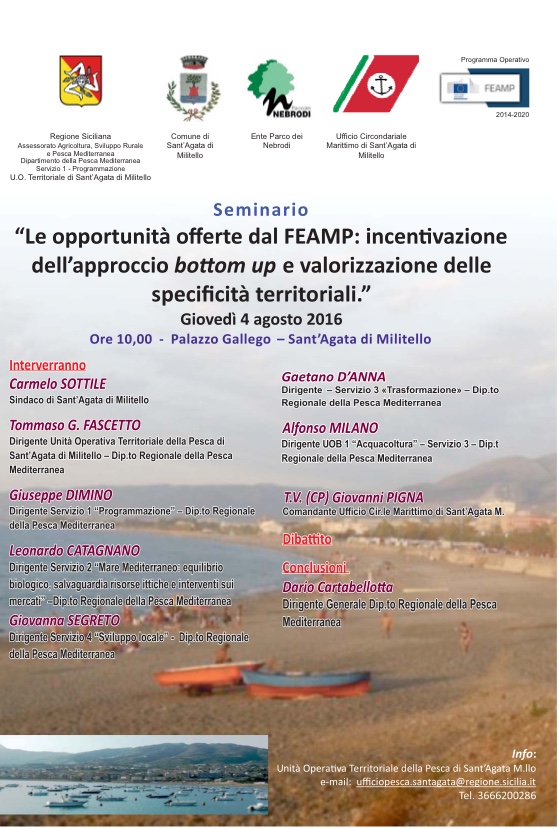 S. AGATA MILITELLO – Seminario della Feamp sulla valorizzazione delle specificità territoriali