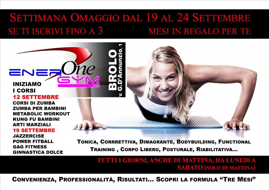 FITNESS A SETTEMBRE – I Corsi dalla  EnergymOne a Brolo