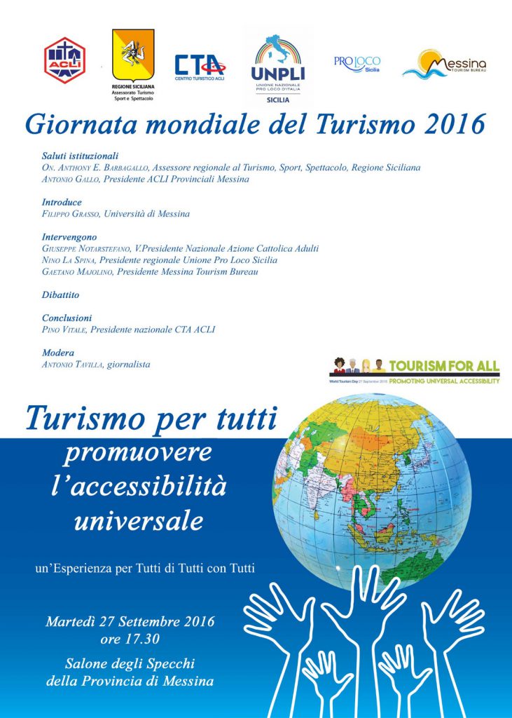 MESSINA – Martedì 27 settembre Giornata mondiale del Turismo 2017
