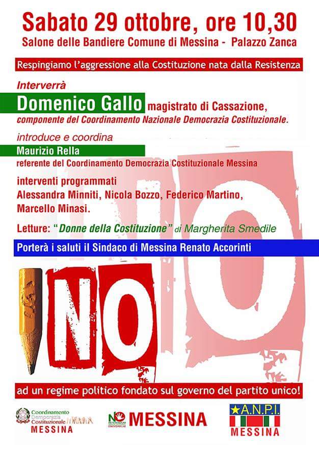 NO REFERENDUM – Respingere l’aggressione alla Costituzione nata dalla Resistenza