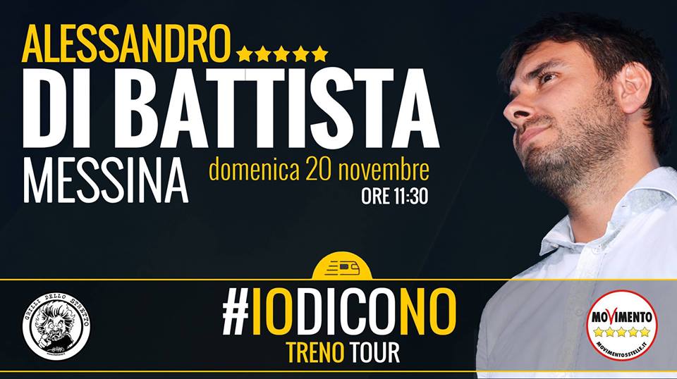 MESSINA – Arriva il tour #IoDicoNoTour con Alessandro Di Battista