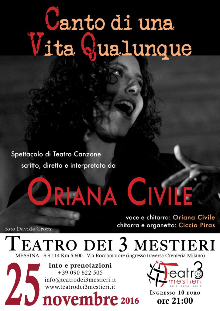 MESSINA – Il “Canto” di Oriana Civile nella città dello stretto