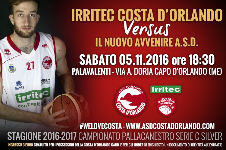 IRRITEC COSTA D’ORLANDO – Nuova sfida al Palavalenti, contro Spadafora per difendere il primato