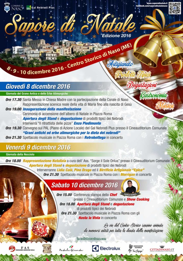 NASO – “Sapore di Natale”, una tre giorni tra prodotti tipici, degustazioni e musica