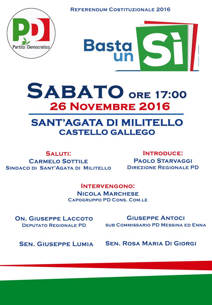 CAMPAGNA REFERENDARIA – Comitato del “Si” organizza incontro a Sant’Agata Militello