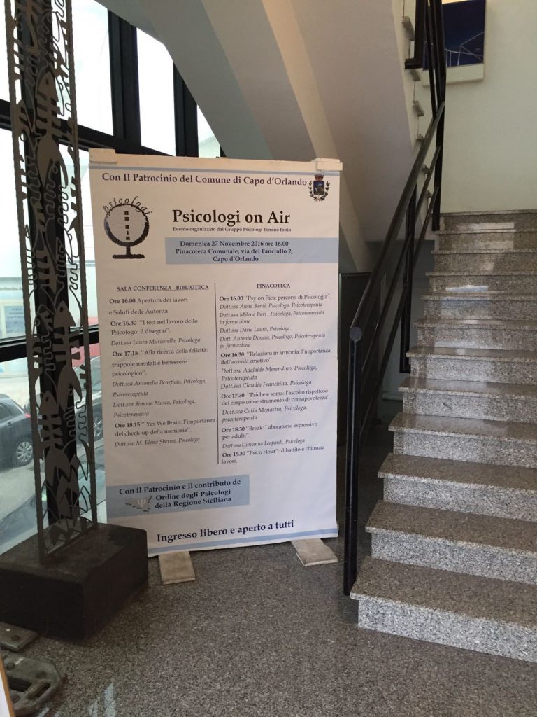 APPUNTAMENTI – Questo pomeriggio a Capo d’Orlando Psicologi on Air