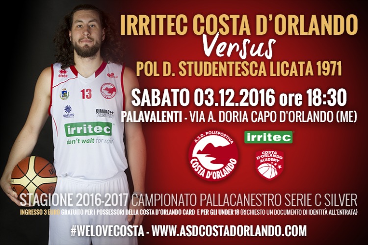 IRRITEC COSTA D’ORLANDO – Studentesca Licata prossima avversaria nella decima giornata