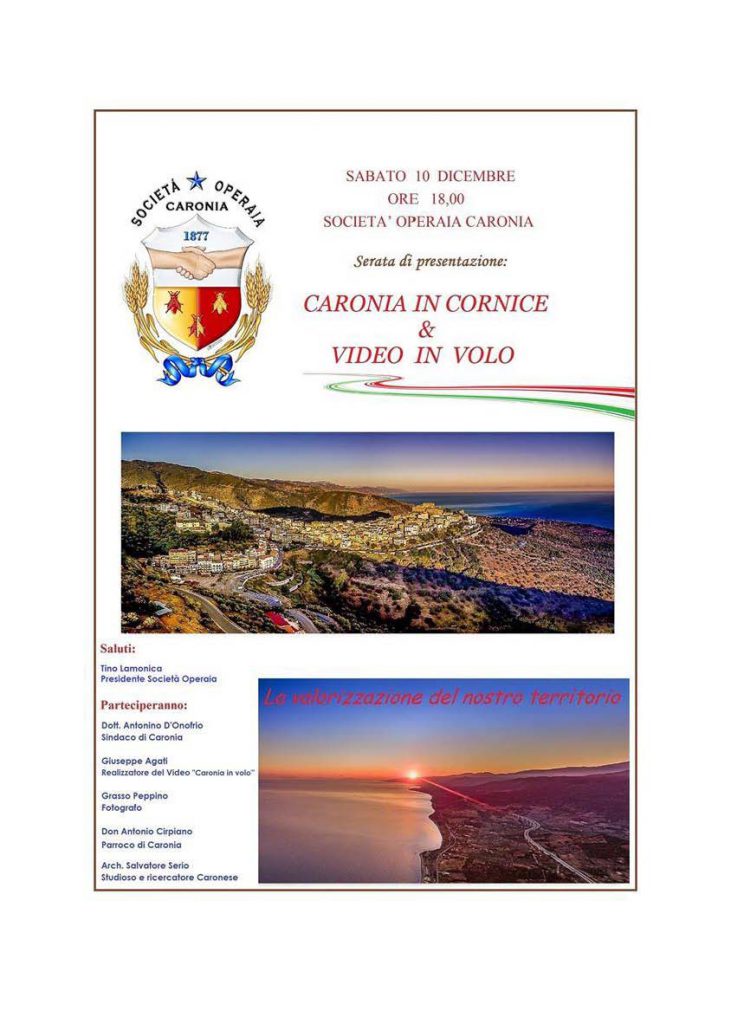 CARONIA – La Società Operaia presenta: “Caronia in cornice e video in volo”