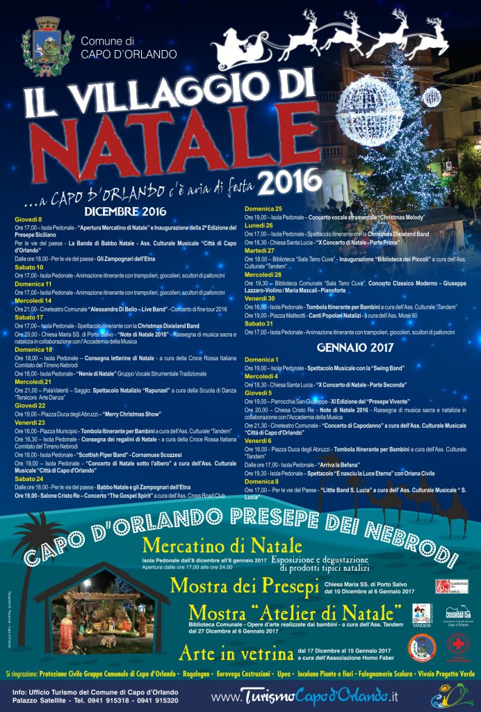 CAPO D’ORLANDO – Presentato il cartellone delle manifestazioni natalizie 2016