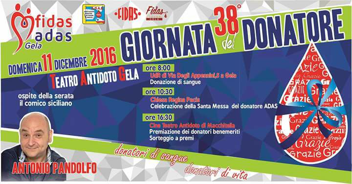 ADAS GELA – Domenica 11 la Festa del Donatore