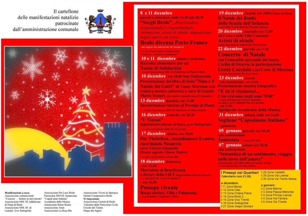 PROGRAMMI NATALIZI – Ecco quello di Brolo
