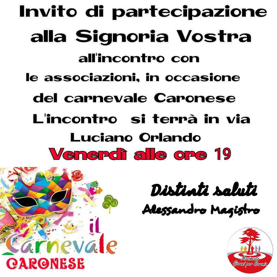 CARNEVALE A CARONIA – Il 13 gennaio si farà il punto