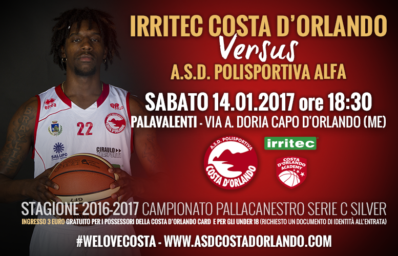 IRRITEC COSTA D’ORLANDO – Big match al PalaValenti, Alfa Catania l’ospite Costa