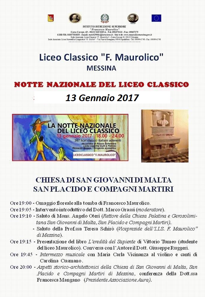 MESSINA – “Notte Nazionale del Liceo Classico” a San Giovanni di Malta