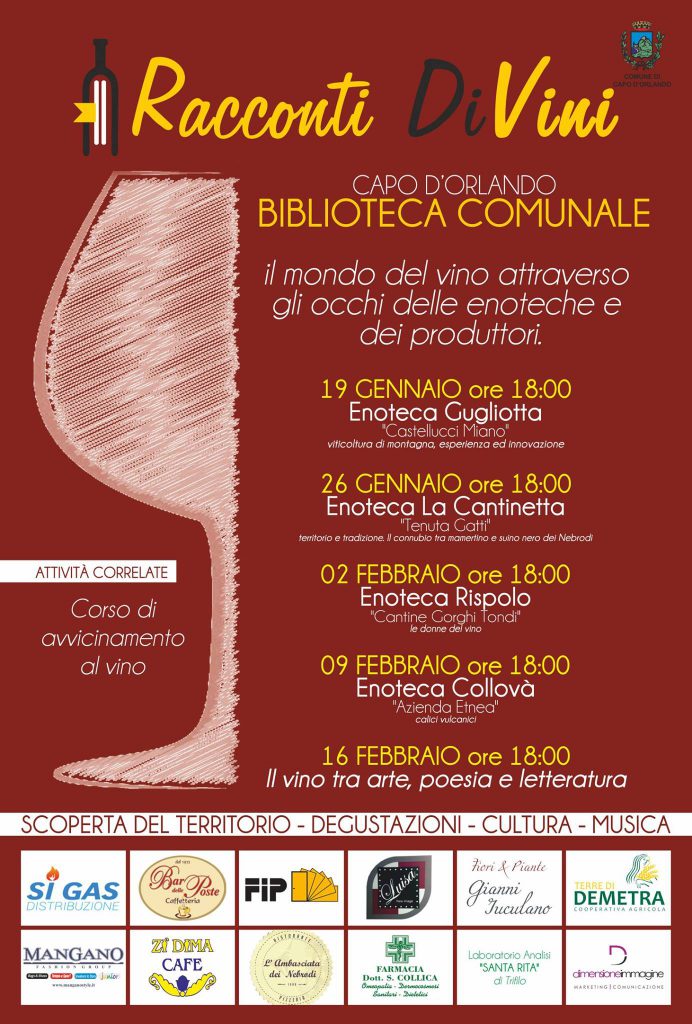 CAPO D’ORLANDO – Da domani e per cinque giovedì “Racconti DiVini” alla biblioteca