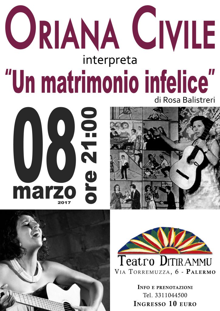 ORIANA CIVILE – “Un Matrimonio Infelice” di Rosa Balistreri