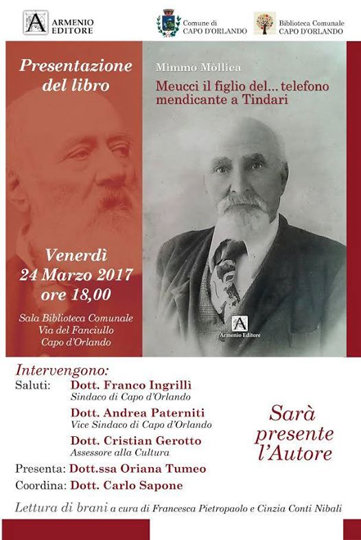 CAPO D’ORLANDO – Biblioteca comunale “Meucci il figlio del… telefono, mendicante a Tindari”