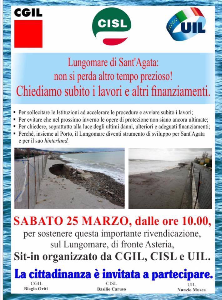 SANT’AGATA MILITELLO – Lungomare, CCGIL, CISL e UIL: Non si perda altro tempo prezioso