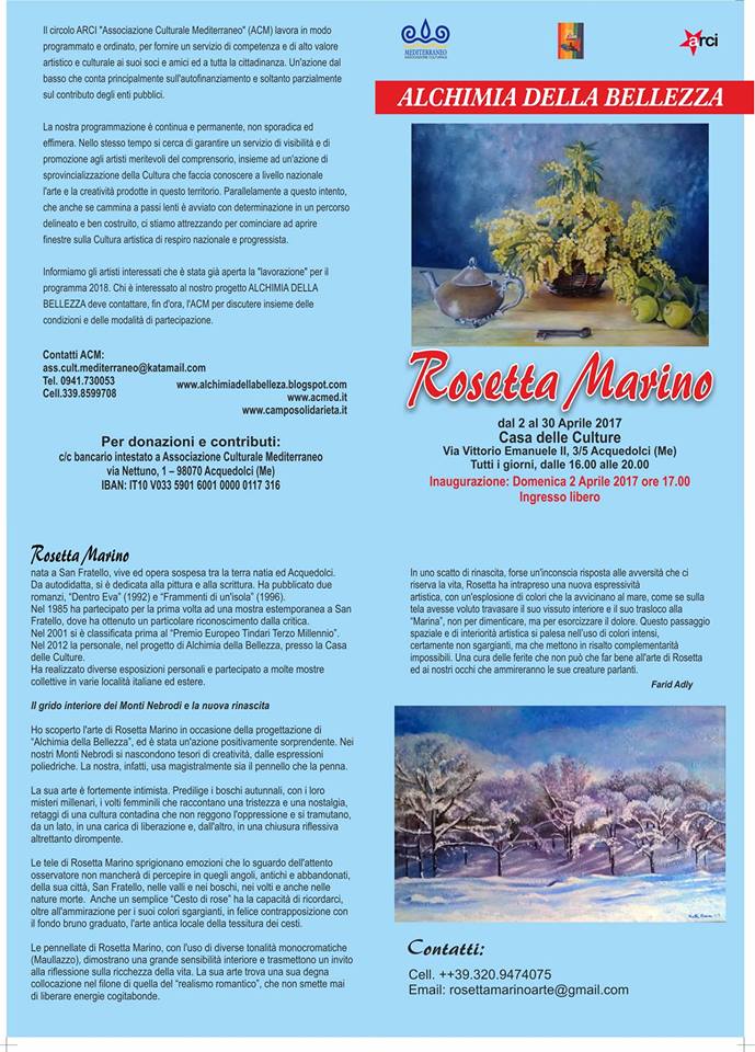 ACQUEDOLCI –  Alla ‘Casa delle Culture’, le personali di Rosetta Marino e Anna Latteri