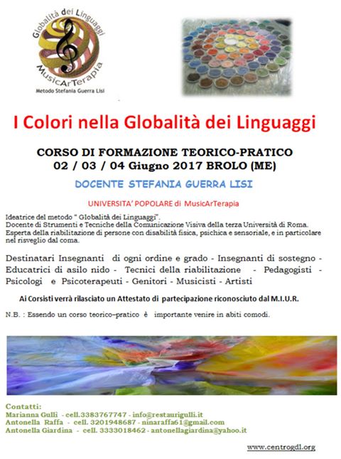 I COLORI NELLA GLOBALITA’ DEI LINGUAGGI – Il corso, a Brolo, della docente Stefania Guerra Lisi dal 2 al 4 giugno 2017