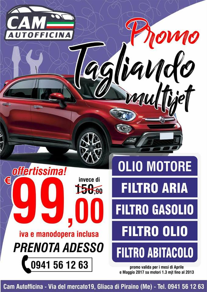 TAGLIANDO AUTO – Scopri la promozione della CAM autofficina di Gliaca di Piraino