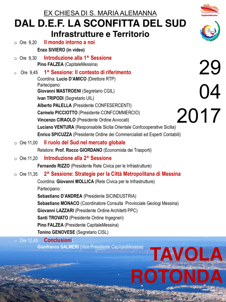 CAPITALE MESSINA – Pari opportunità di sviluppo per le nostre terre