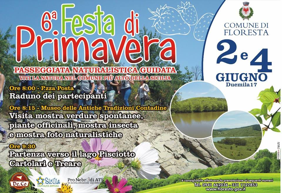 FLORESTA – Appuntamento al 2 e 4 giugno per la ‘Festa di Primavera’