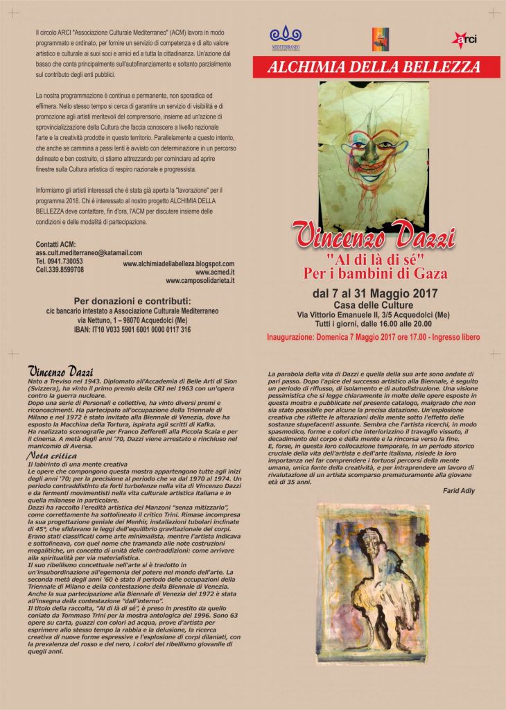 ACQUEDOLCI – “Al di là di sé – per i bambini di Gaza” la mostra di Vincenzo Dazzi