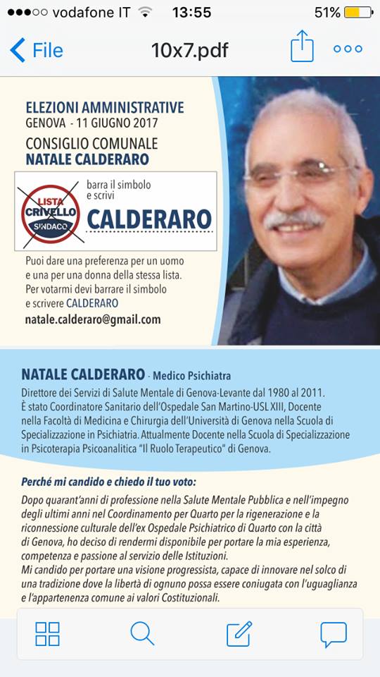 BROLESI IN GIRO – Natale Calderaro … in lista a Genova con Crivello