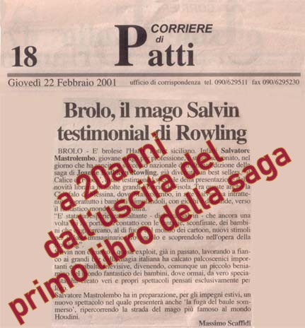HARRY POTTER – Festeggiar 20 anni e non sentirli. A Messina venne chiamato il “Mago Salvin” per promuovere il libro