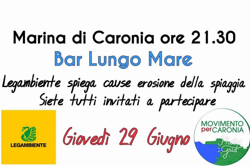 MOVIMENTO PER CARONIA – Giovedì l’incontro con Legambiente