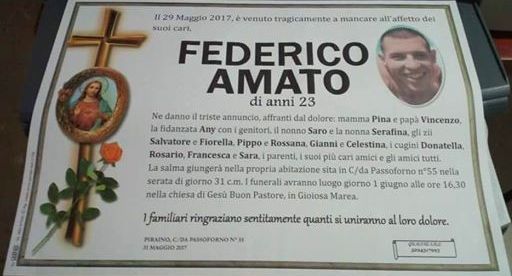 LUTTO CITTADINO – Per Federico si fermano Gioiosa Marea e Piraino