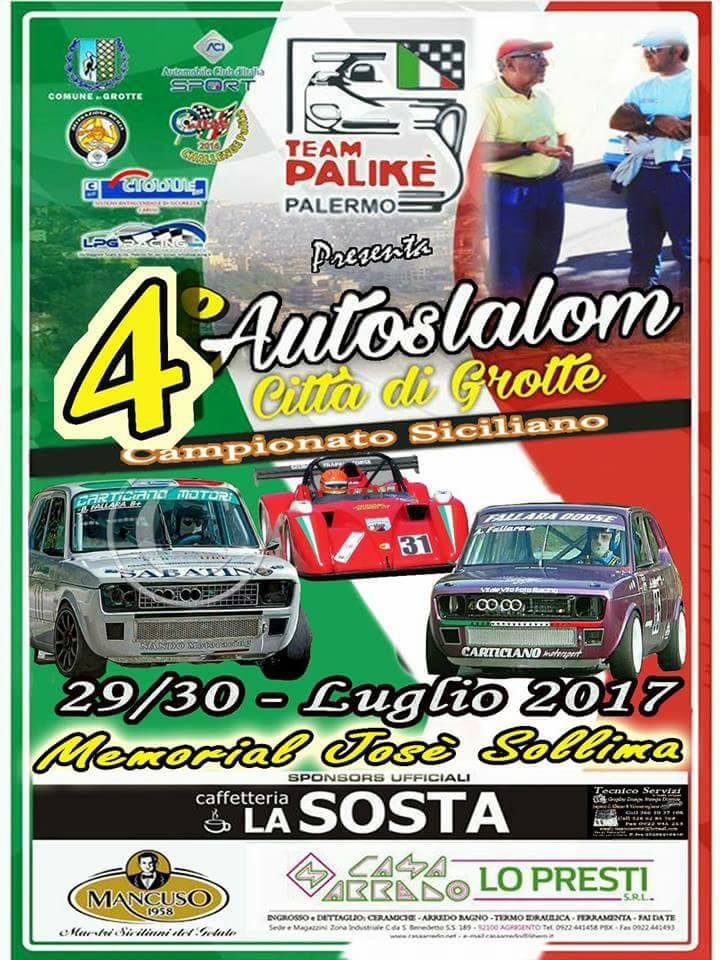 SLALOM – Tutto pronto per il 4° Autoslalom Città di Grotte “Memorial Josè Sollima”