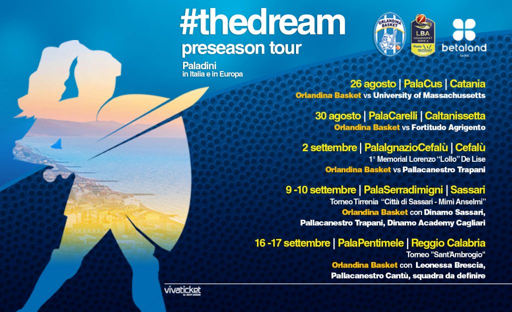 BASKET – #TheDream Orlandina Basket Preseason Tour 2017: tutto sul precampionato