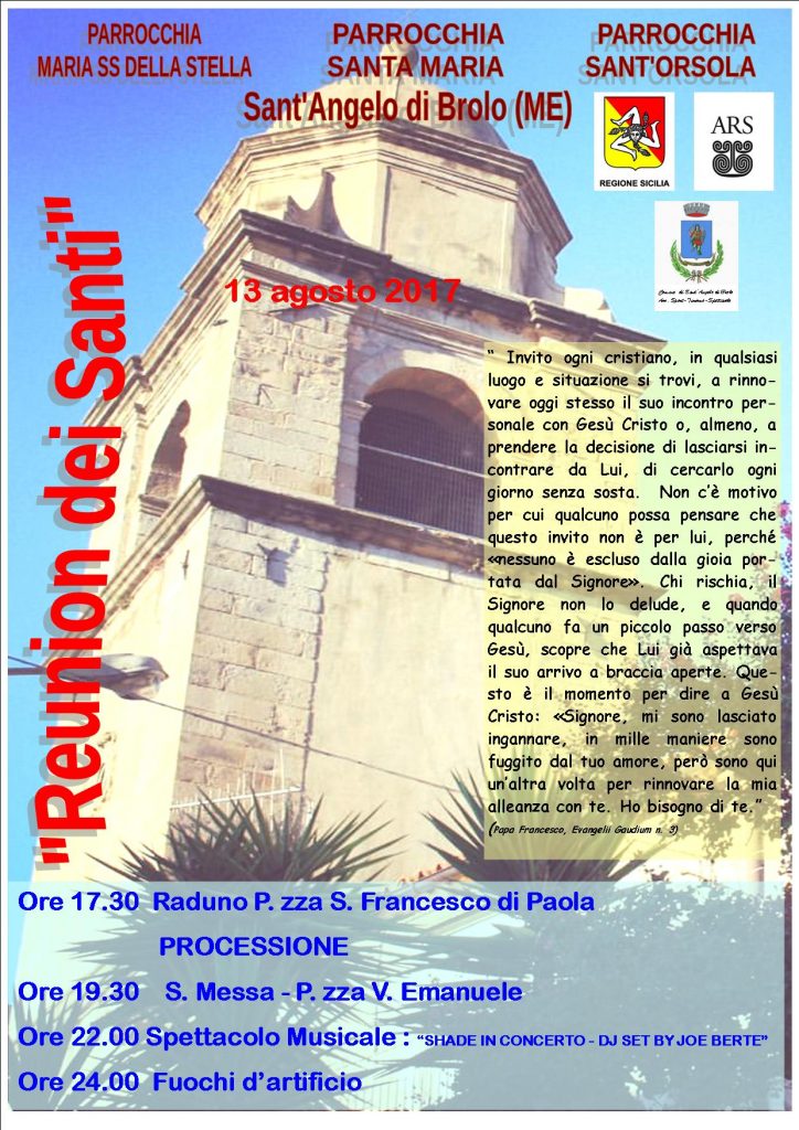 OGGI A SANT’ANGELO DI BROLO –  La “Reunion dei Santi delle Tre parrocchie”