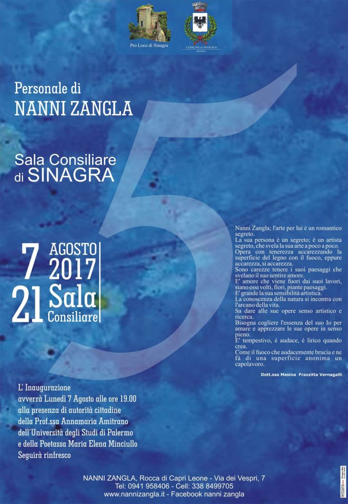 SINAGRA – Mostra  dell’artista Nanni Zangla “5”