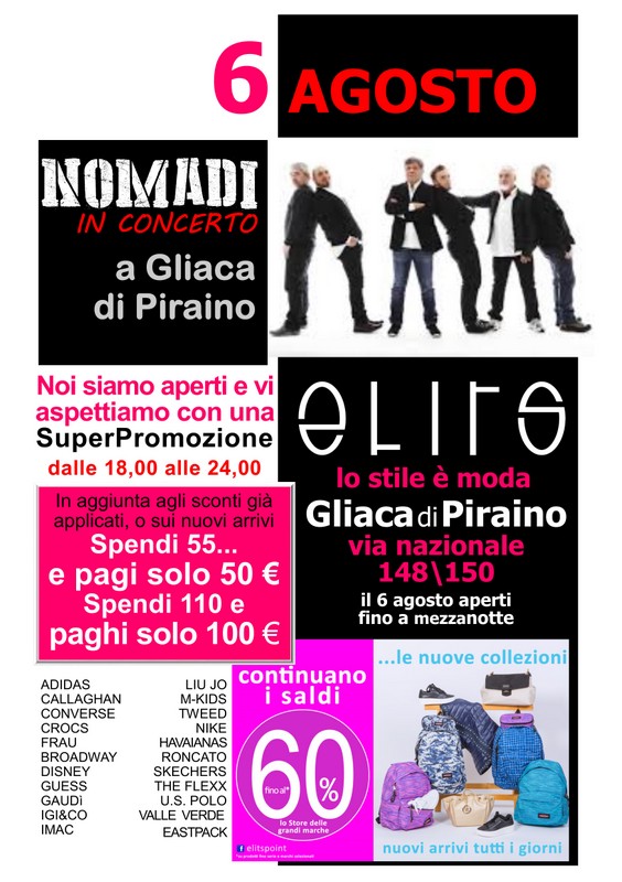 ELITS & I NOMADI – Il concerto di questa sera a Gliaca di Piraino diventa un momento di promozione commerciale