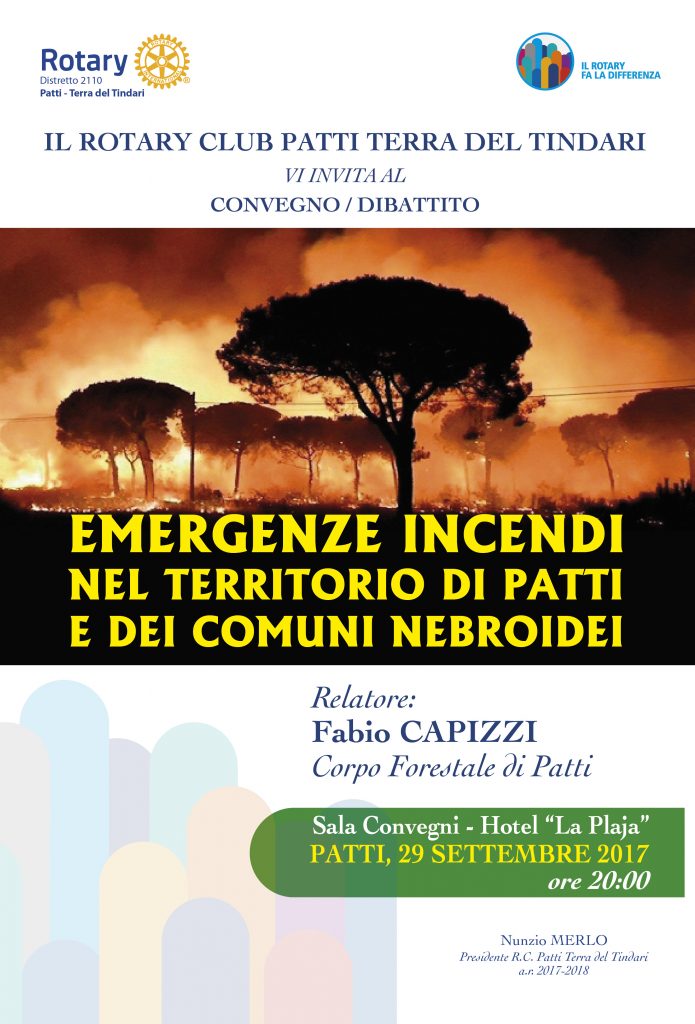 EMERGENZA INCENDI – Se ne parlerà al Rotary Club di Patti