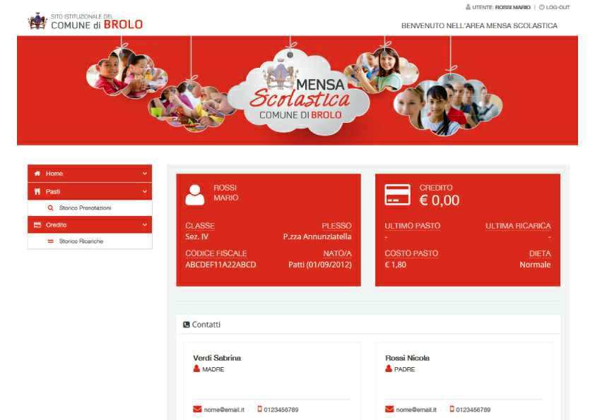 BROLO – Attivata la nuova pagina web “Area Personale Mensa Scolastica”