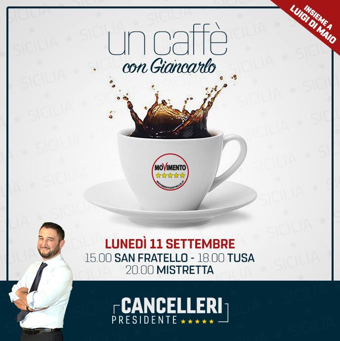 M5S – “Un caffè con Giancarlo” sarà presente anche Luigi Di Maio