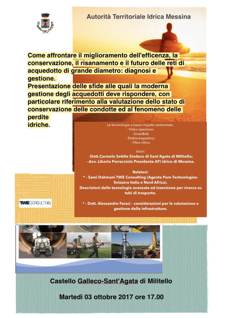SANT’AGATA MILITELLO – Martedì 3 ottobre al Castello Galleco si parlerà di reti idriche