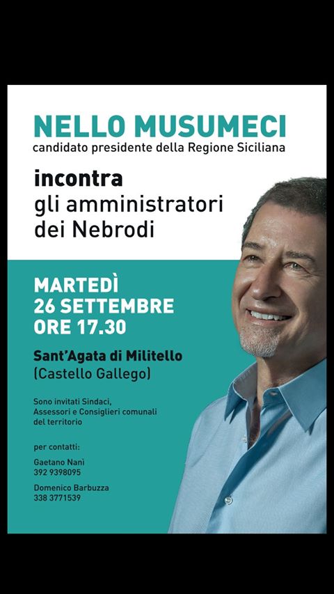 NELLO MUSUMECI – Oggi tra Sant’Agata M.llo e Capo d’Orlando