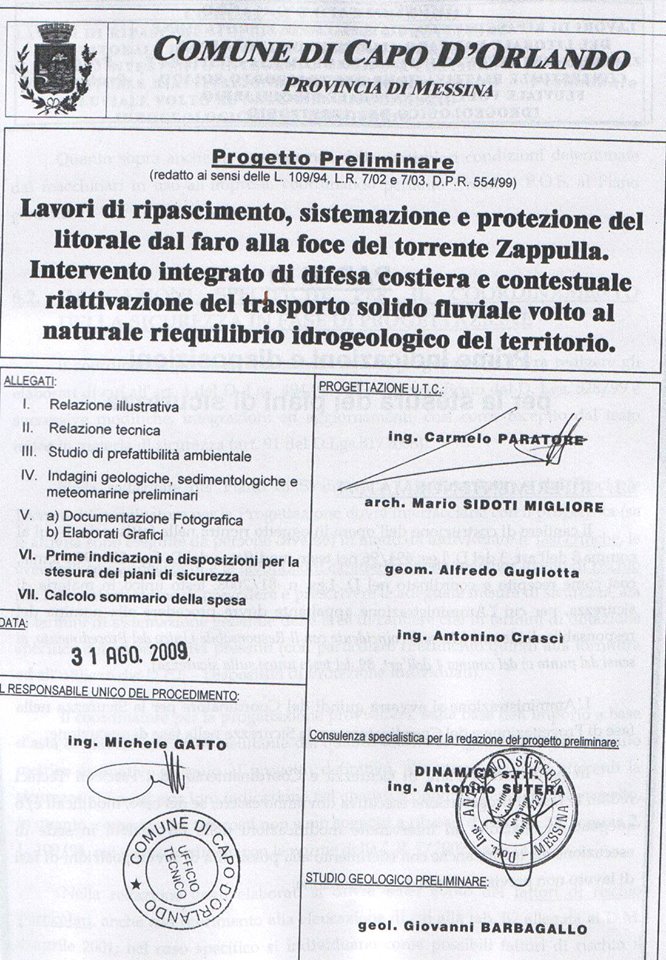 PROGETTO DIFESA COSTIERA – “Quello di Capo d’Orlando ripropone logiche superare”