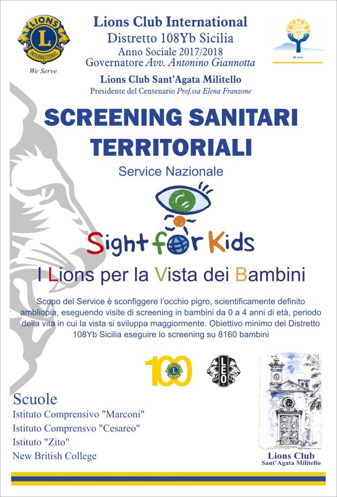 SANT’AGATA MILITELLO – Lions Club: screening occhio pigro nelle scuole della città