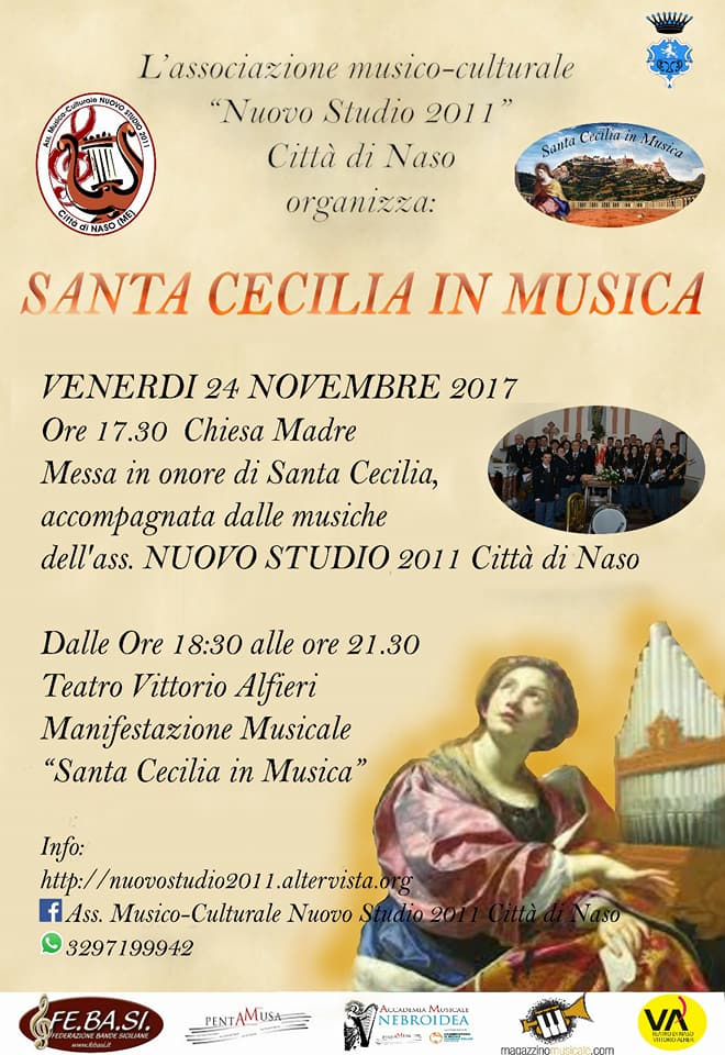 NUOVO STUDIO 2011 – A Naso, per la prima volta al teatro Alfieri “Santa Cecilia in Musica”