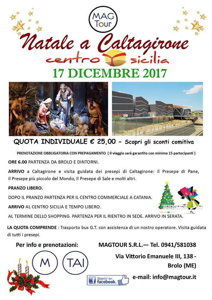 IN GIRO PER LA SICILIA E NON SOLO – Tra shopping, mercatini e cioccolata con la Mag Tour di Brolo