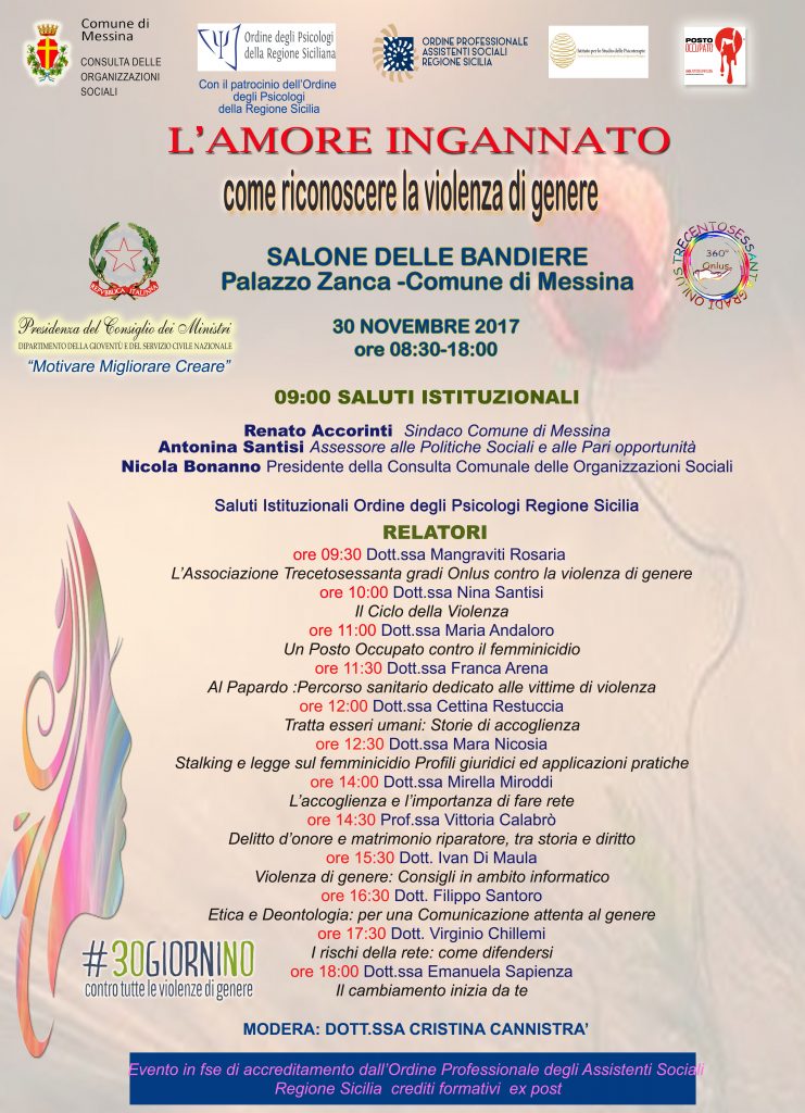 TRECENTOSESSANTA GRADI ONLUS – “L’Amore Ingannato: come riconoscere la violenza di genere”