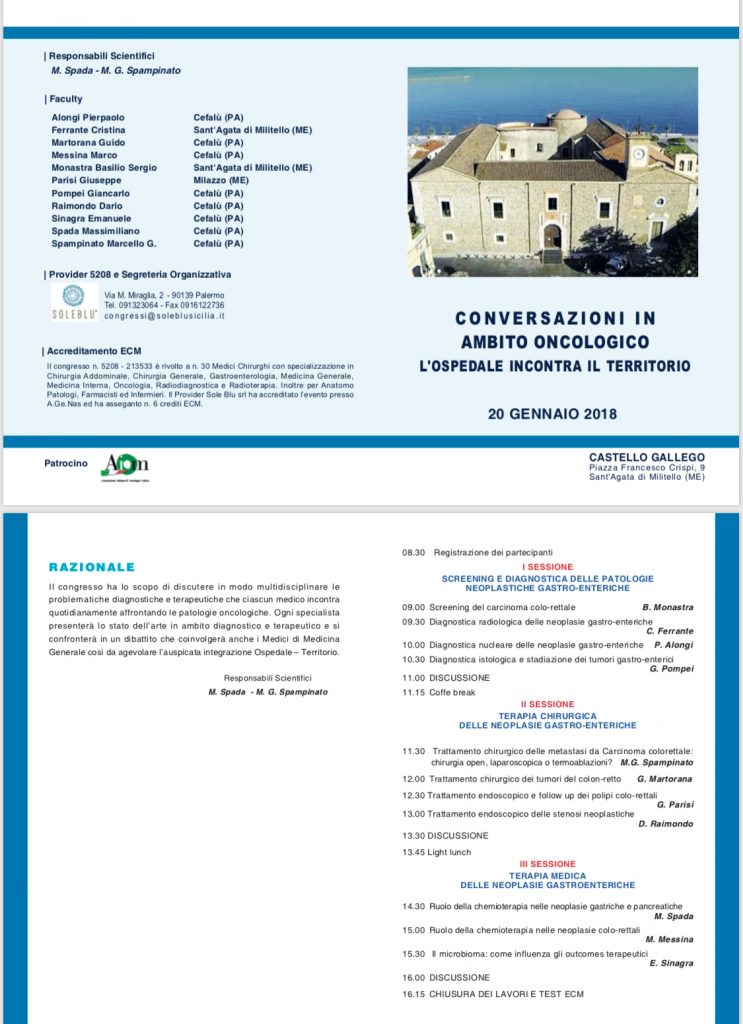 SANT’AGATA MILITELLO – Conversazioni in ambito oncologico. L’ospedale incontra il territorio