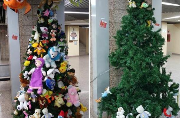 QUANDO SI E’ STRONZI – A Messina portati via i peluches di un albero speciale. Quello del reparto di Pediatria del Policlinico